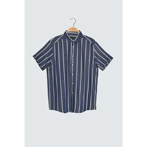 Trendyol Indigo Men's Regular Fit Short Sleeve Striped Shirt