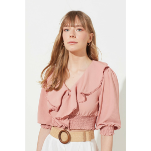 Trendyol Rose Dry Gipeli Flywheese Crop Blouse