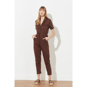 Trendyol Brown Pocket Detailed Knitted Coverall