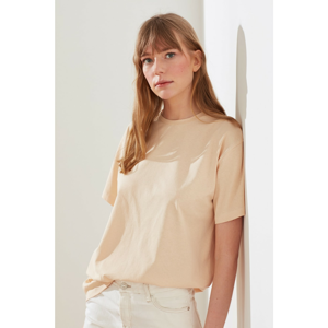 Trendyol Beige Boyfriend Knitted T-Shirt