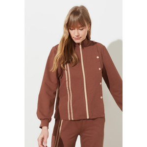 Trendyol Brown Striped Knitted Tracksuit Set