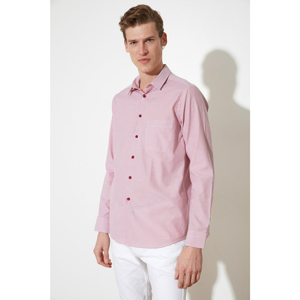 Trendyol Red Men's Regular Fit Shirt Collar Single Pocket Striped Shirt