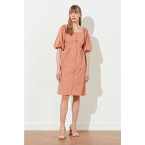 Trendyol Rose Dry Square Collar Buttoned Dress