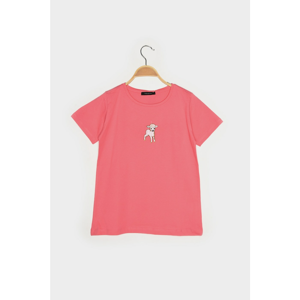 Trendyol Basic Knitted T-Shirt WITH Pink Embroidery