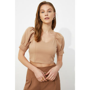 Trendyol Camel Crop Blouse