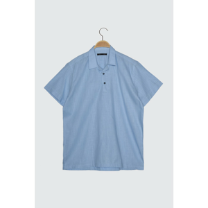 Trendyol Blue Men's Regular Fit Short Sleeve Half Pat shirt