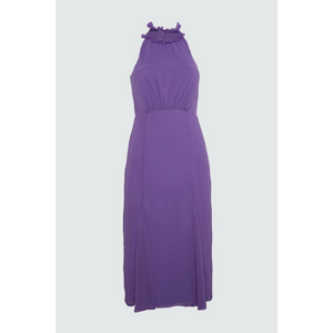 Trendyol Purple Gipe Neck Detailed Dress