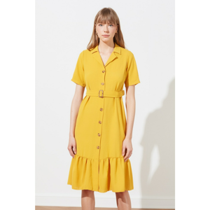 Trendyol Yellow Belt Shirt Dress