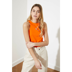 Trendyol Orange Halter Collar Embroidered Knitted Athlete