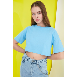 Trendyol Blue Crop Knitted T-Shirt