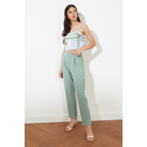 Trendyol Mint Waist Ribbed Pleated Carrot Pants