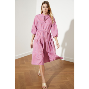Trendyol Pink Collar Detailed Fabric Textured Dress