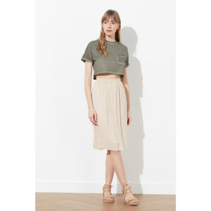 Trendyol Stone Pleated Knitted Skirt