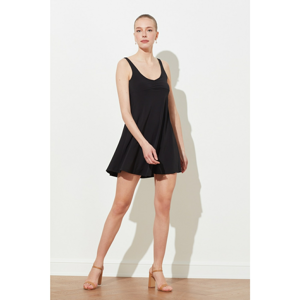 Trendyol Black Pleated Knitted Dress