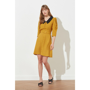 Trendyol Mustard Belt Collar DetailEd Dress