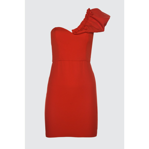 Trendyol Red Collar Pucker Detail Dress