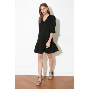 Trendyol Black V-Neck Flywheel Dress