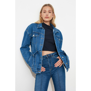 Trendyol Blue Belt Oversize Denim Jacket