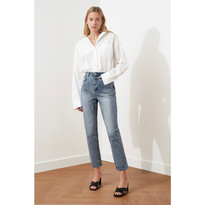 Trendyol Dark Blue High Waist Mom Jeans