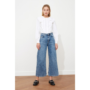 Trendyol Blue High Waist Culotte Jeans
