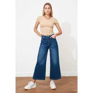 Trendyol Navy Blue High Waist Culotte Jeans