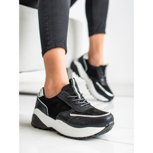 VINCEZA BLACK LEATHER SNEAKERS