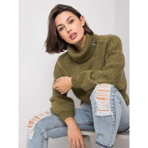 RUE PARIS Khaki women´s turtleneck sweater