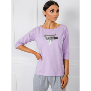 Purple cotton blouse with 3/4 sleeves