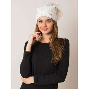 Women's cap RUE PARIS Ecru with pompom