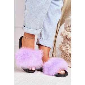 Women's Slippers With Fur Purple Belmondo