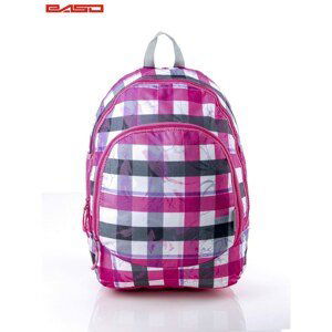 Pink checkered school backpack for girls