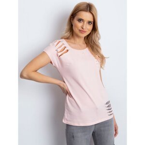 Women´s peach-colored t-shirt with slits