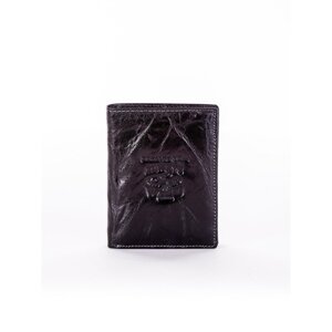 Men's black leather wallet with embossed emblem