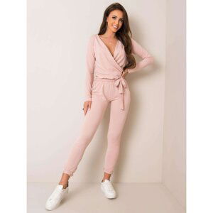 Dusty pink jumpsuit with a belt