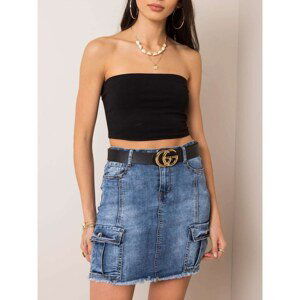 Blue denim skirt with pockets