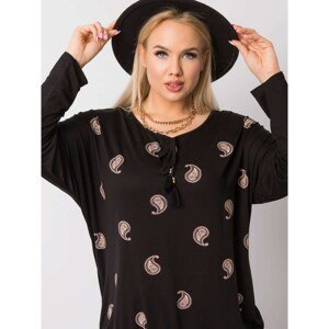 Black plus size blouse with patterns