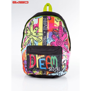 School backpack with colorful patterns