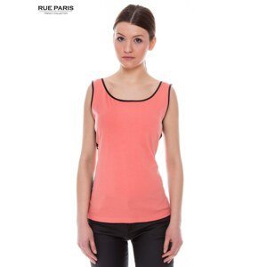 Elegant coral top with lace insert on the sides by Rue Paris