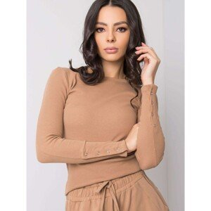 RUE PARIS Camel blouse with long sleeves