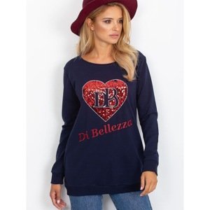 Navy blue sequinned sweatshirt without a hood
