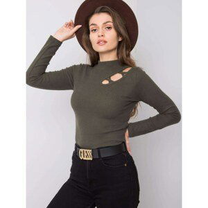 Women´s khaki blouse with a cut-out