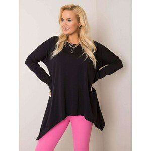 RUE PARIS Black asymmetric plus size blouse