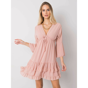 Dusty pink dress with flounces