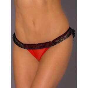 Red erotic panties with a cut on the buttocks