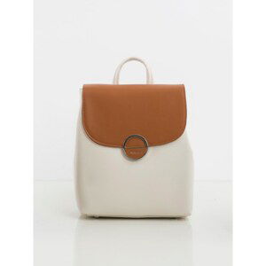 Ecru women´s backpack with a contrasting flap