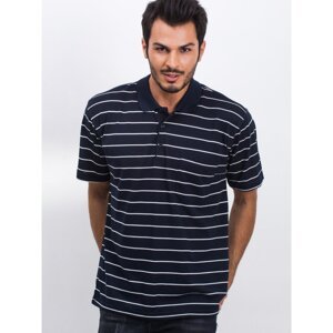 Men´s navy-red striped polo shirt