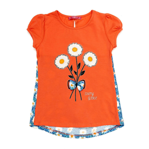 Orange blouse for a girl with flowers
