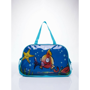 Blue school bag with a fish print