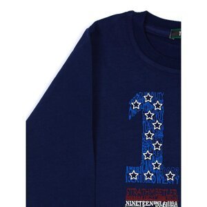 Children´s navy blue cotton blouse with a print