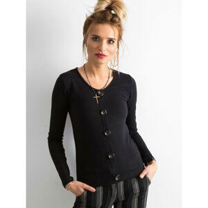 Ribbed blouse with buttons black